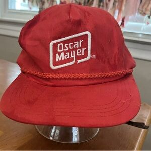 Vintage Oscar Mayer Red Baseball Hat Cap Snap Back Adjustable Stitch